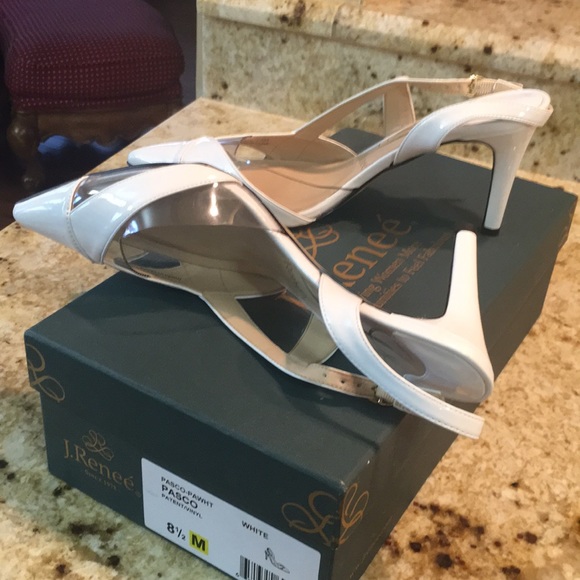 J.Renee’ White Slingback Patent/Vinyl Heels - Picture 4 of 8